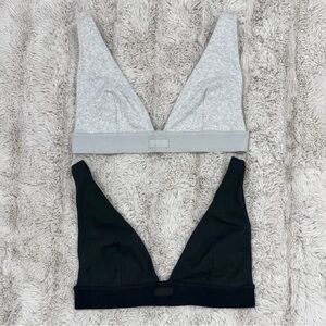 Skims Cotton Rib Plunge Bralettes